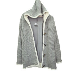 NWOT L.L. Bean | Hooded Sherpa Lined Wool Blend Toggle Knitted Cardigan Jacket